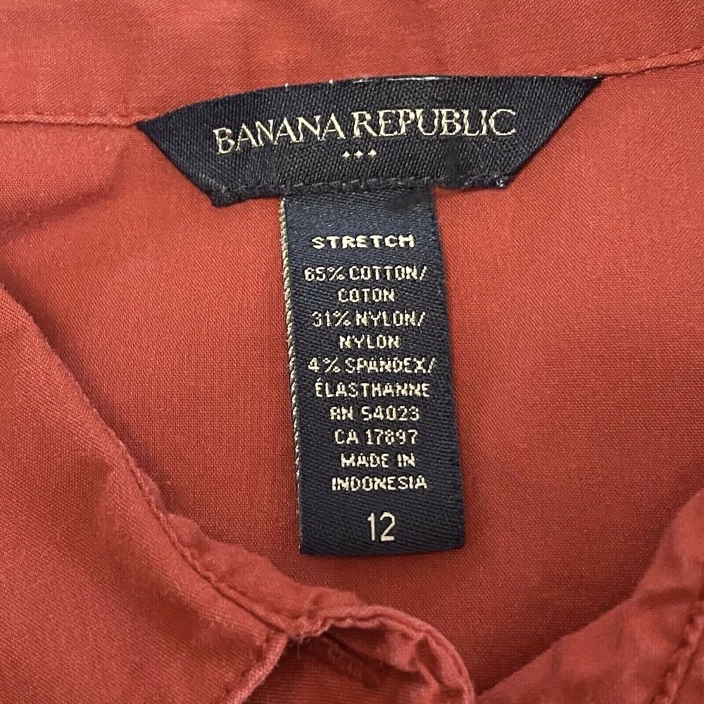 Banana Republic Shirt Dress Button Ruffle Front 3/4 Sleeve Size 12 Vintage Y2K - Picture 8 of 11